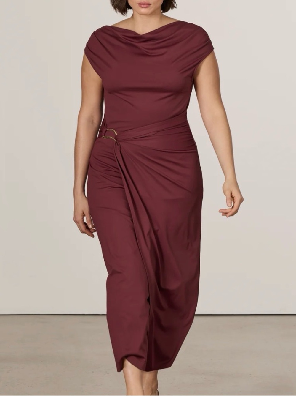NWT Reitmans Burgundy Midi Wrap Dress Gold Wedding Guest